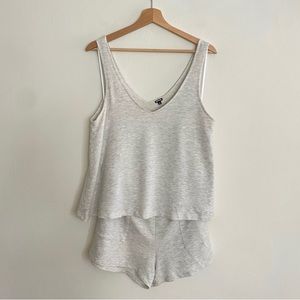 Monrow supersoft romper tank top heather white/grey medium
